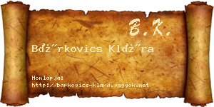 Bárkovics Klára névjegykártya
